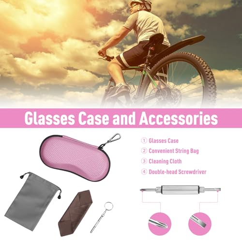 FINTIE Sunglasses Case, Hard EVA Shell Shockproof Sport Glasses Case with Metal Carabiner Travel Zipper Eyeglasses Holder - color: Pink
