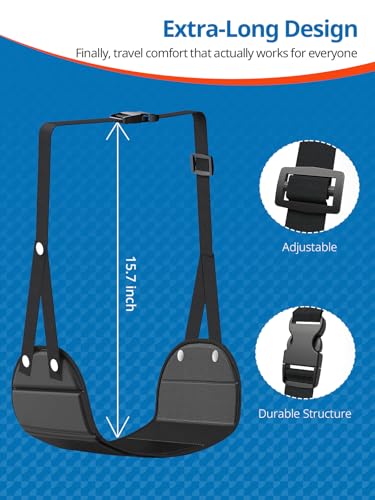 SARISUN 2 Pack Airplane Foot Hammock, Portable Travel Feet Rest Leg Relief, Ergonomic Hanging Sling for Long Flight,Car, Office Home, Comfort Support Travel Essentials, Black