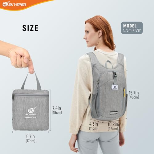 SKYSPER 10L Hiking Backpack Small Foldable Daypack Packable Lightweight Hiking Daypack Travel Day Pack for Women Men - color: Gray