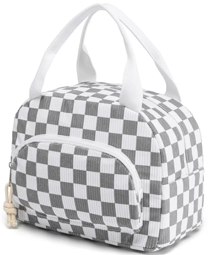 Lunch Bag Women Lunch Box for Women Adult Insulated Lunch Bag Small Cooler Lunch Tote Bags for Work Picnic Travel(Beige-Gray Plaid) - color: Beige-Gray Plaid