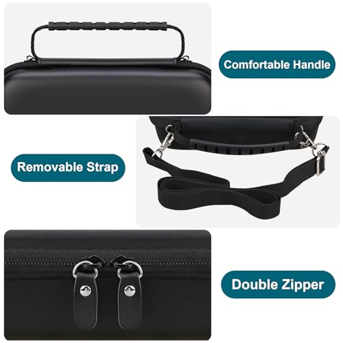 Canboc Carrying Case for Ceptics Universal Travel Adapter Kit, World Travel Adapter Kit Box with Removable Shoulder Strap, Zipper Mesh Bag fit USB Cable, Black (Case Only) - color: Black+Black