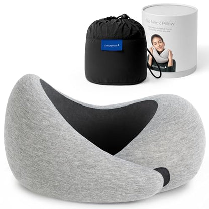 Ostrichpillow Go Neck Pillow, Travel Pillows for Airplanes, Premium Memory Foam Travel Pillow, 360º Ergonomic Design, Asymmetrical Sides, Travel Bag Included, Washable Modal Cover - color: Midnight Gray