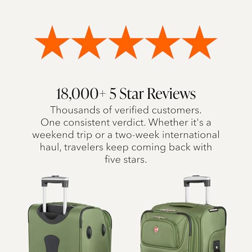 SWISSGEAR Sion Softside Expandable Spinner Luggage Durable Lightweight Travel Suitcase, Evergreen, 3-Piece Set (Carry-On/Medium/Large) - color: Evergreen, size: 3-Piece Set (Carry-On/Medium/Large)