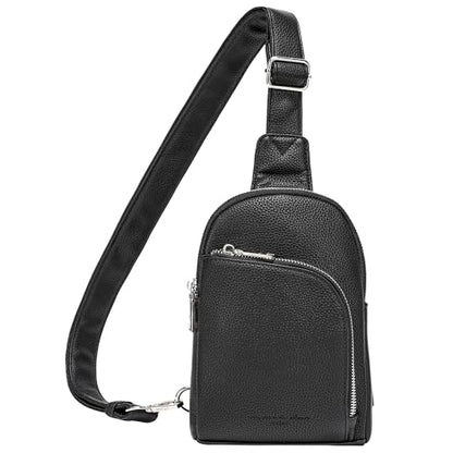 INICAT RFID Blocking Sling Bag, Anti Theft Crossbody Bag for Women Compact Travel Purses Leather - color: Black