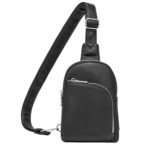 INICAT RFID Blocking Sling Bag, Anti Theft Crossbody Bag for Women Compact Travel Purses Leather - color: Black