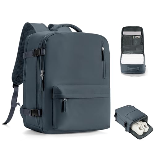 VGCUB Travel Backpack for Women Men for Spirit Airlines Personal Item Bag 18x14x8 Inches Laptop College Waterproof Carry on Flight Approved Work Backpack Mochila de Viaje, Large Grey Blue - color: Pure Grey Blue, style: X-large