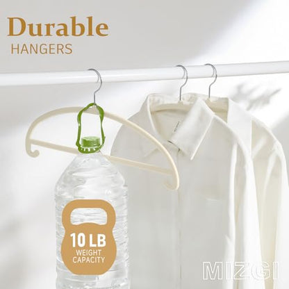 MIZGI 50 Pack Ivory Velvet Hangers - No Shoulder Bumps, Heavy Duty Non-Slip Chrome Hooks for Jackets, Coats, Pants - color: Ivory/Upgraded