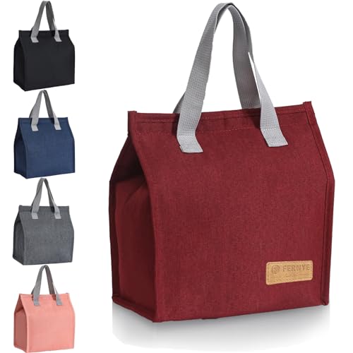 Lunch Bag for Women/Men,Waterproof Reusable Portable Lunch Tote,Lunch Box Bag.Thermal Cooler Bag Ideal for Work/Party/l/Travel/Picnic(Light Red) - color: Red