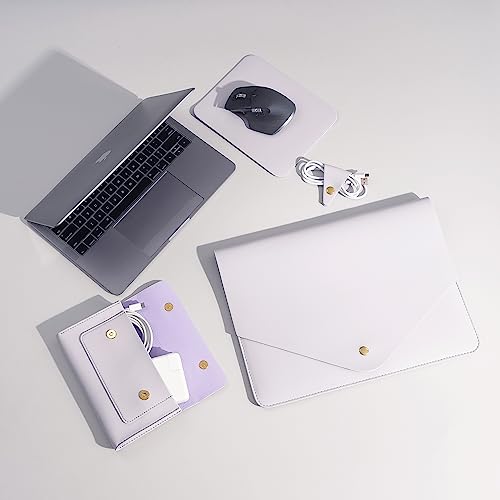 PU Leather Laptop Sleeve Compatible with New 14 inch MacBook Pro A2992 A2779 A2442,Old MacBook Pro Air 13, Surface Laptop 5th Gen 13.5, Thinkpad X1 Carbon 14 Set of 4PCS Color Light Purple - color: Light Purple, size: 14Inch Laptop