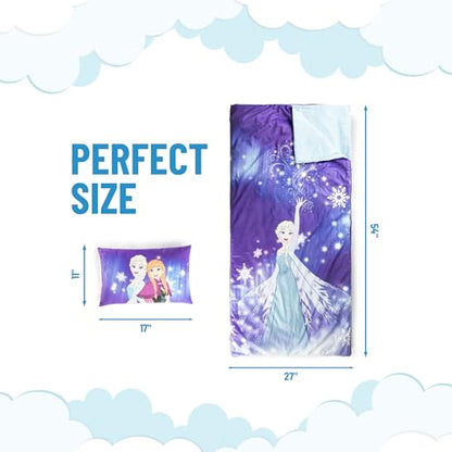 Jay Franco Kids Slumber Bag and Pillow - 54 x 27 Inch Comfy Indoor Sleeping Bag for School and Sleepovers, 2 Piece Set, Purple - Frozen - color: Purple - Frozen