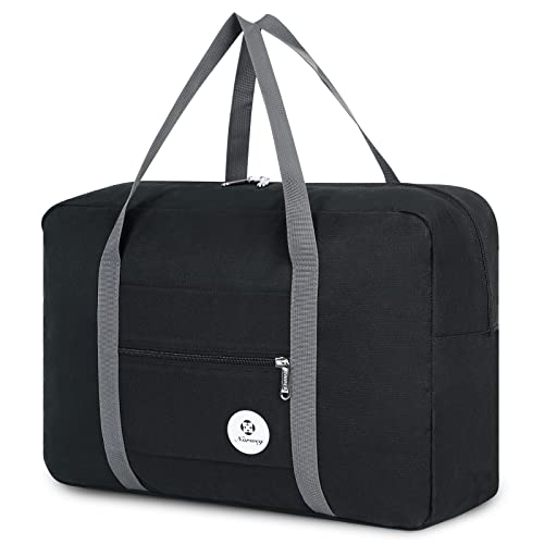 For Spirit Airlines Personal Item Bag Foldable Travel Duffel Bag Tote Carry on Luggage Duffle Overnight for Women and Men - color: 1112 Black