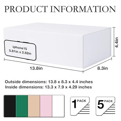 LFBOX White Gift Box with Magnetic Lids 13.8x8.3x4.4 in, Large Bridesmaid Groomsman Proposal Boxes, Rectangle Storage Box 1 Pack - color: White, size: 1 count (Pack of 1)