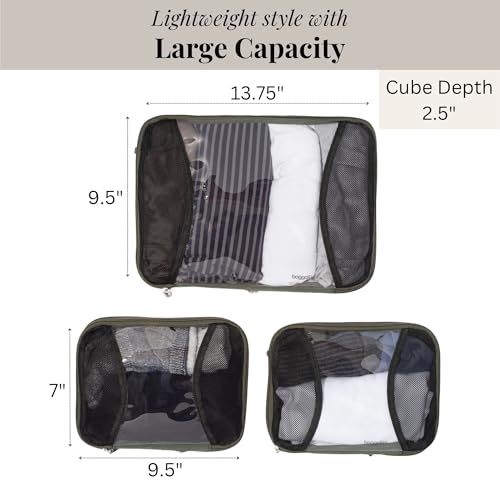 Baggallini Compression Cube 3-piece set - Lightweight Compression Packing Cubes for Travel - color: Thyme