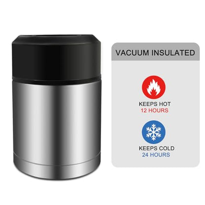 28oz Soup Thermos, Stainless Steel Thermos for Hot Food, Wide Mouth Food Thermos Jar, Insulated Lunch Container Leak Proof Vacuum Thermal Flask (silver) - color: silver-28oz