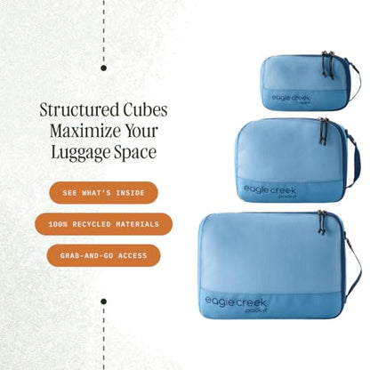 Eagle Creek Pack-It Reveal Cube Set - Packing Cubes for Compartmentalizing Luggage - Durable - Ultra-Lightweight - Water-Resistant - Easy Grab Zipper Pull - Mesh Windows - Blue Dawn - XS/S/M - color: Blue Dawn
