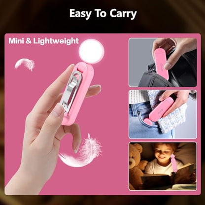 VAVOFO USB Rechargeable Blue Light Blocking Amber Clip On Bookmark Shaped Reading Light for Bookworms Reading in Bed (Pink) - color: Pink