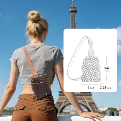 INICAT RFID Blocking Sling Bag, Anti Theft Crossbody Bag for Women Compact Travel Purses Leather - color: Checkered Brown