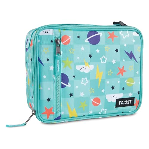 PackIt Freezable Classic Lunch Box, Happy Clouds, Built with EcoFreeze Technology, Collapsible, Reusable, Zip Closure With Zip Front Pocket and Buckle Handle, Designed for Fresh Lunch On the Go - color: Happy Clouds