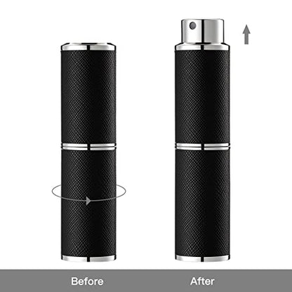 Travel Perfume Bottle Refillable - 8ML Leather Empty Mini Cologne Spray Atomizer Men - Small Fragrance Sample Sprayer - Portable Refill Travel Essentials Container with Black - color: Black
