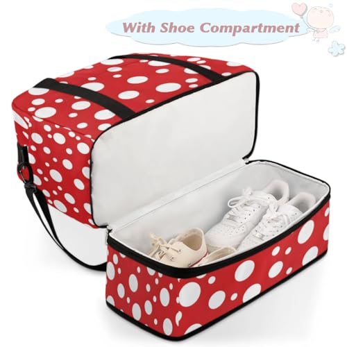 Travel Duffel Bag Round Dots Print Weekender Bag with Shoe Compartment Foldable Overnight Bags for Travel Sports Lightweight Gym Bags for Men Women - color: Round Dots Print