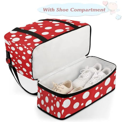 Travel Duffel Bag Round Dots Print Weekender Bag with Shoe Compartment Foldable Overnight Bags for Travel Sports Lightweight Gym Bags for Men Women - color: Round Dots Print