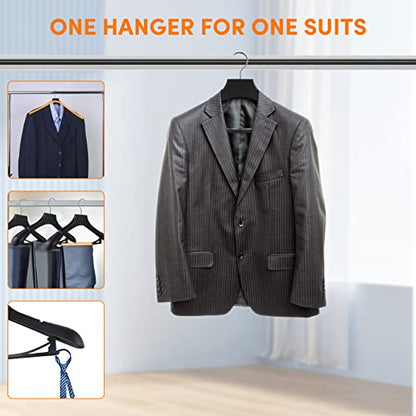 DEDU Suit Hangers for Men 20 Pack, Coat Hangers Non Slip Width 17.7", Black Extra WideThick Plastic with Pants Bar & Metal Hook - color: Black, size: 20 Pack