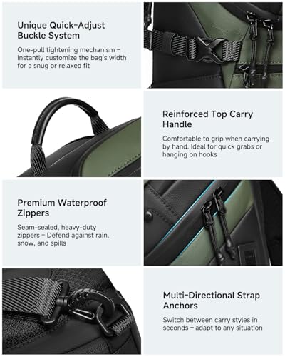 Somago Crossbody Sling Backpack Sling Bag Travel Hiking Chest Bag Daypack Single Shoulder Bag (Army Green) - color: Army Green