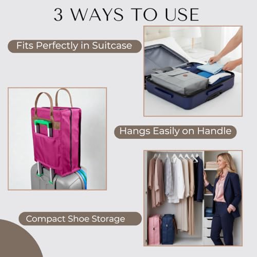 Shoe Bag for Travel, Portable Shoe Organizer, Storage Bag, Shoe Tote Bag for Women and Men - style: Hot Pink