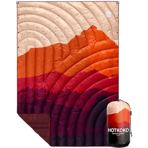 Camping Blanket,Lightweight Puffy Printed Camping Blanket Packable Outdoor Blanket for Camping,Traveling, Stadium, Hiking, Picnics - color: Dusk, size: 52x75"