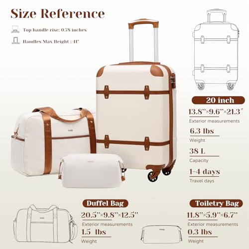 Coolife Luggage Set 3 Piece Suitcase Set Carry On Luggage PC Hardside Luggage TSA Lock Spinner Wheels Telescopic Handle - color: Dark Brown, size: 3 piece set (DB/TB/20)