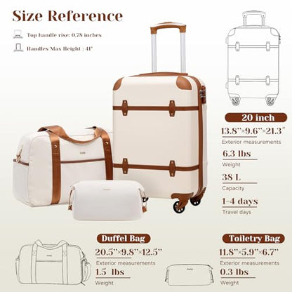 Coolife Luggage Set 3 Piece Suitcase Set Carry On Luggage PC Hardside Luggage TSA Lock Spinner Wheels Telescopic Handle - color: Dark Brown, size: 3 piece set (DB/TB/20)