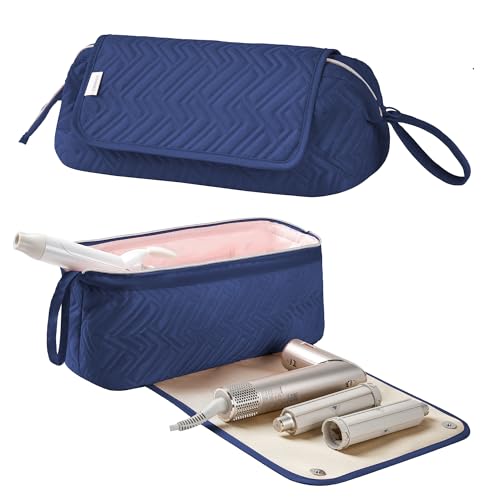 Leudes Hair Tools Travel Bag for Women Heat Resistant Mat for Travel Essentials Hot Tools Straighteners,Flat Irons,Curling Iron,Hot Air Brushes and Hair Dryer Organizer Bags 2 in 1 (Navy Blue) - color: Navy Blue