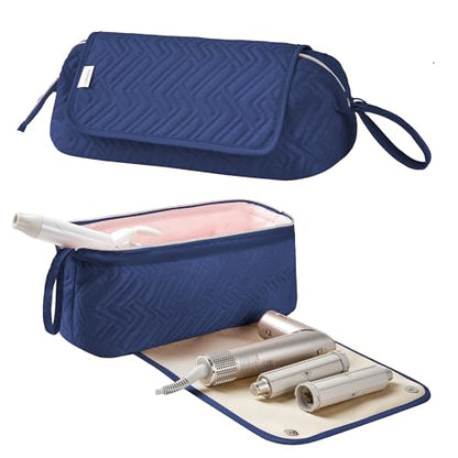 Leudes Hair Tools Travel Bag for Women Heat Resistant Mat for Travel Essentials Hot Tools Straighteners,Flat Irons,Curling Iron,Hot Air Brushes and Hair Dryer Organizer Bags 2 in 1 (Navy Blue) - color: Navy Blue
