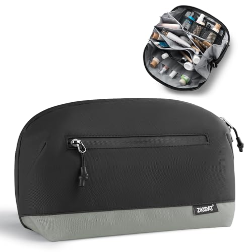 Zikurat Toiletry Bag for Men & Women, Travel Dopp Kit with Magnetic Pouch, Waterproof Zipper & Wet Dry Separation, 180° Lay Flat Cosmetic Organizer, Large Capacity Travel Essentials (S/M/L) - color: Brown, size: Medium