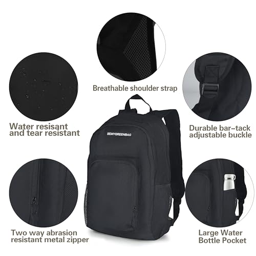 35L Foldable Waterproof Backpack For Outdoor Sports Travel Inside Wet Clothes Compartment Packable For Multiple - color: 3black