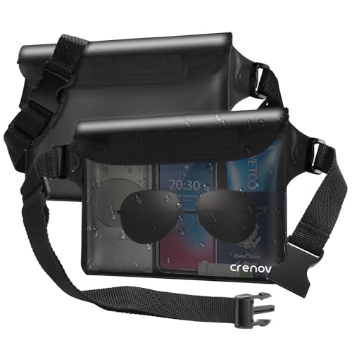 Waterproof Bag for Beach, Waterproof Pouch for Phone Passport Purse, Fanny Packs for Women, Floating Dry Bags for Cruise Ship Travel Water Park Surfing Boating Fishing Black 2 Pack - color: Black&Black