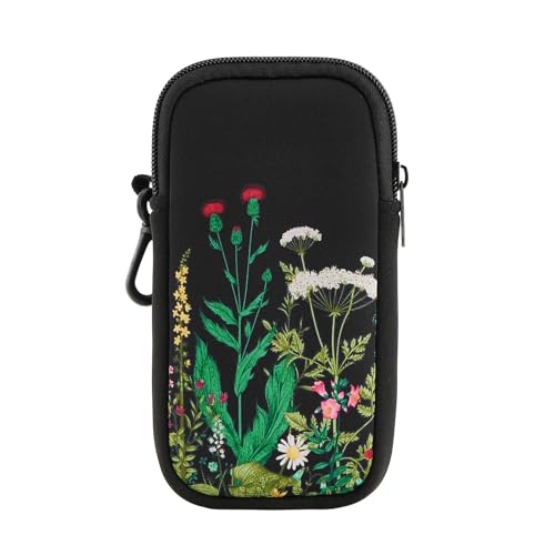 QIUTIMIY Sunglasses Soft Case Zipper Double Eyeglass Case with 2 Compartments 1 Belt Clip - color: Wild Flower