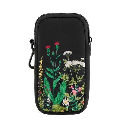 QIUTIMIY Sunglasses Soft Case Zipper Double Eyeglass Case with 2 Compartments 1 Belt Clip - color: Wild Flower