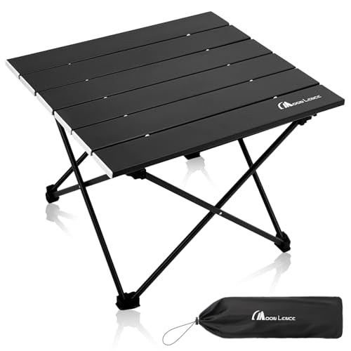 MOON LENCE Ultralight Folding Camping Table, Compact,Portbale with Carry Bag, for Outdoor Cooking, Picnic, Camp, Boat, Travel (Black - S) - color: Midnight Black, size: Small