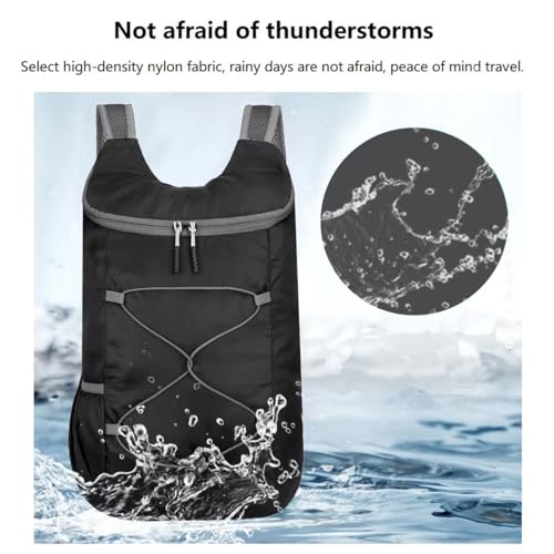 levayhill 16L Foldable Hiking Backpack,Small Packable Daypack, Black & Gray | Lightweight ,Outdoor Collapsible Rucksack,Ultralight Folding Back Pack, Water Repellent, Men Women Travel Gym, Easy Carry-on - color: Black&gray