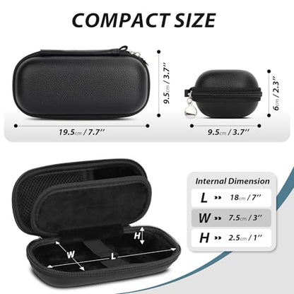 Double Glasses Case for Women Men, Dual Eyeglass Travel Organizer with Wristband - color: Black