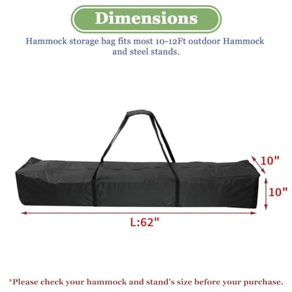 Hammock Storage Bag, Waterproof Heavy Duty Hammock Cover Portable Hammocks Stand Carrying Bag - 62"L x 10"W x 10"H