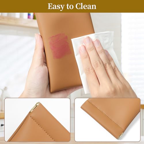 Squeeze Top Sunglass Case, New Organosilicon Soft PU Leather Eyeglass Glass Case Travel Large Sunglasses Pouch - color: Brown