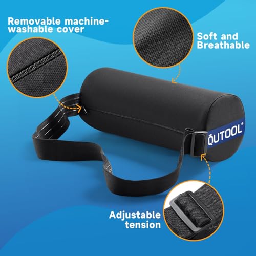 QUTOOL Lumbar Roll, Lumbar Support Pillow for Office Chair with Non-Slip Wider Strap, Back Pain Relief & Posture Improvement, Washable Cover, Office Desk & Car Accessories, Black, Firm - color: Firm-lumbar Roll/Black