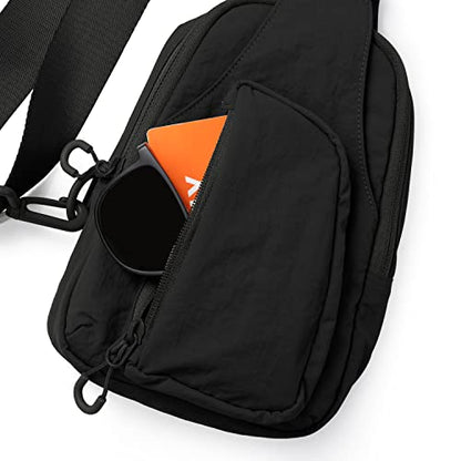 ODODOS Sling Bag with Adjustable Straps Crossbody Chest Bag Lightweight Backpack for Casual Traveling Hiking - color: Black