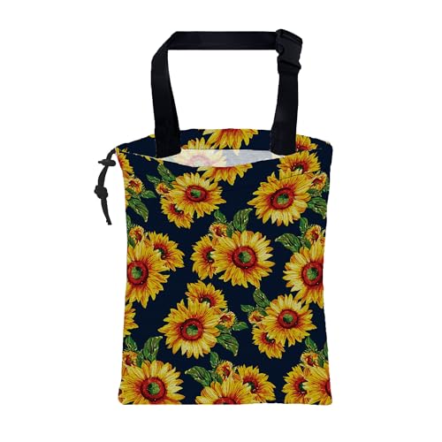 Car Trash Bag Abstract Yellow Sunflowers Hanging Drawstring Car Organizer and Storage Bag with Adjustable Buckle Canvas Garbage Bin for Back Seat or Hanging Headrest Car Decor Road Trip Essentials - color: Abstract Yellow Sunflowers