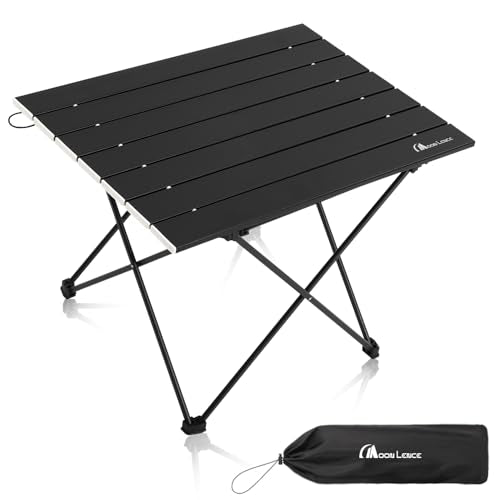 MOON LENCE Ultralight Folding Camping Table, Compact,Portable with Carry Bag, for Outdoor Cooking, Picnic, Camp, Boat, Travel (Black - M) - color: Midnight Black, size: Medium