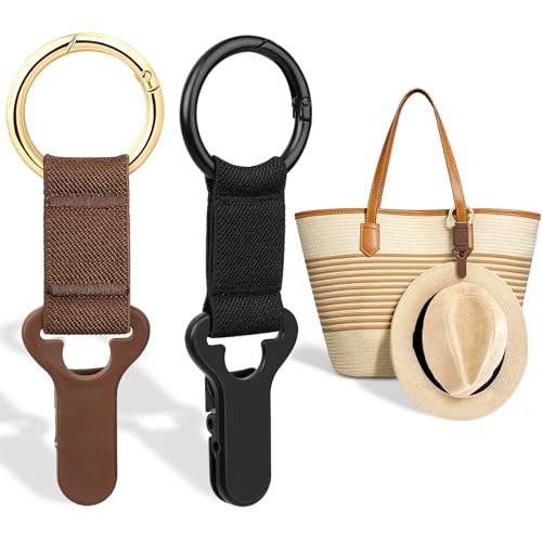 Niveaya Hat Clip for Travel on Bag - 2 Pack, Vacation Beach Cruise Essentials Accessory for Travel Handbag Backpack Luggage, Securely Hold to Keep Hat Shaped, Black+Brown - color: 2pcs Black+brown