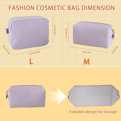 2pcs Makeup Bag Travel Toiletry Bag for Women Lightweight Make Up Bag Purse Organizer Pouches Large Cosmetic Bag Small Makeup Pouch Medicine Bag Travel Essentials for Women Purple - color: purple
