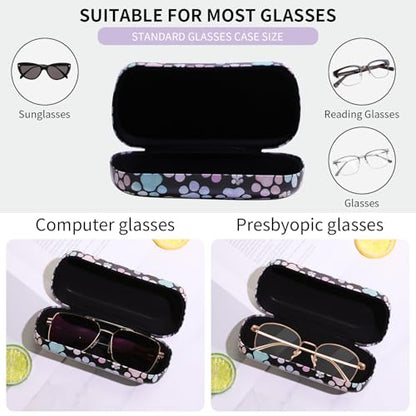PERFECTSIGHT Sunglasses Case, Large Hard Shell Glasses Case, Cute PU Leather Protective Eyeglasses Case for Women Men - color: Multicolor Paw